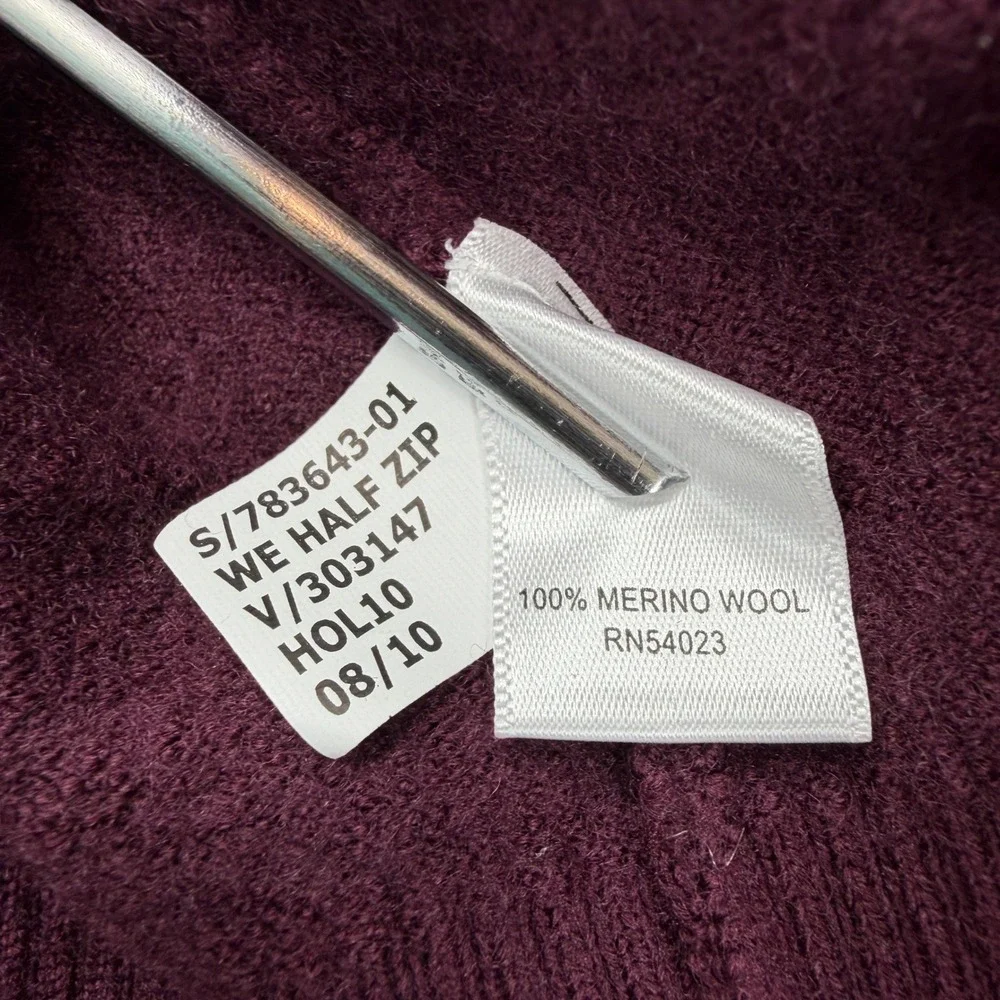 Banana Republic Mens Burgundy Merino Wool Quarter Zip Sweater 783643-01 Large